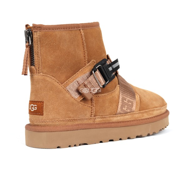 Men`s UGG Classic Ultra Mini Hybrid Strap Short Boots Chestnut