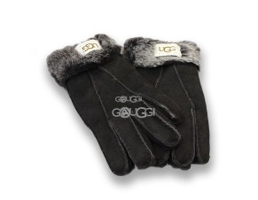 Меховые перчатки мужские Suede Black 